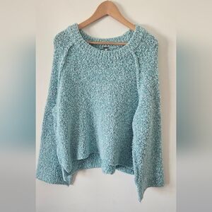 Free People Bright Blue Textured Sweater